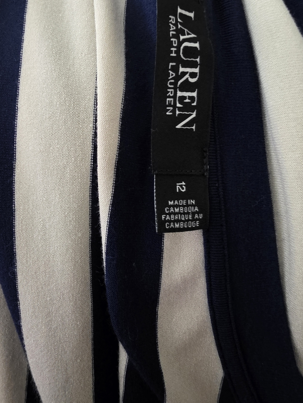 LAUREN Ralph Jersey T-Shirt Dress Size:12 color:Navy and Cream - Picture 12 of 15